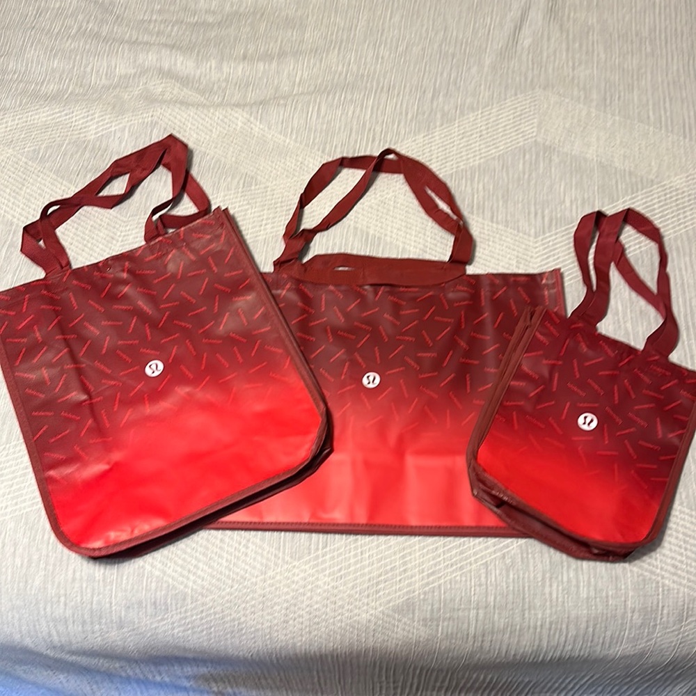 Lululemon Reusable Tote Bags, Bundle of Three, Size Small, Large and XL